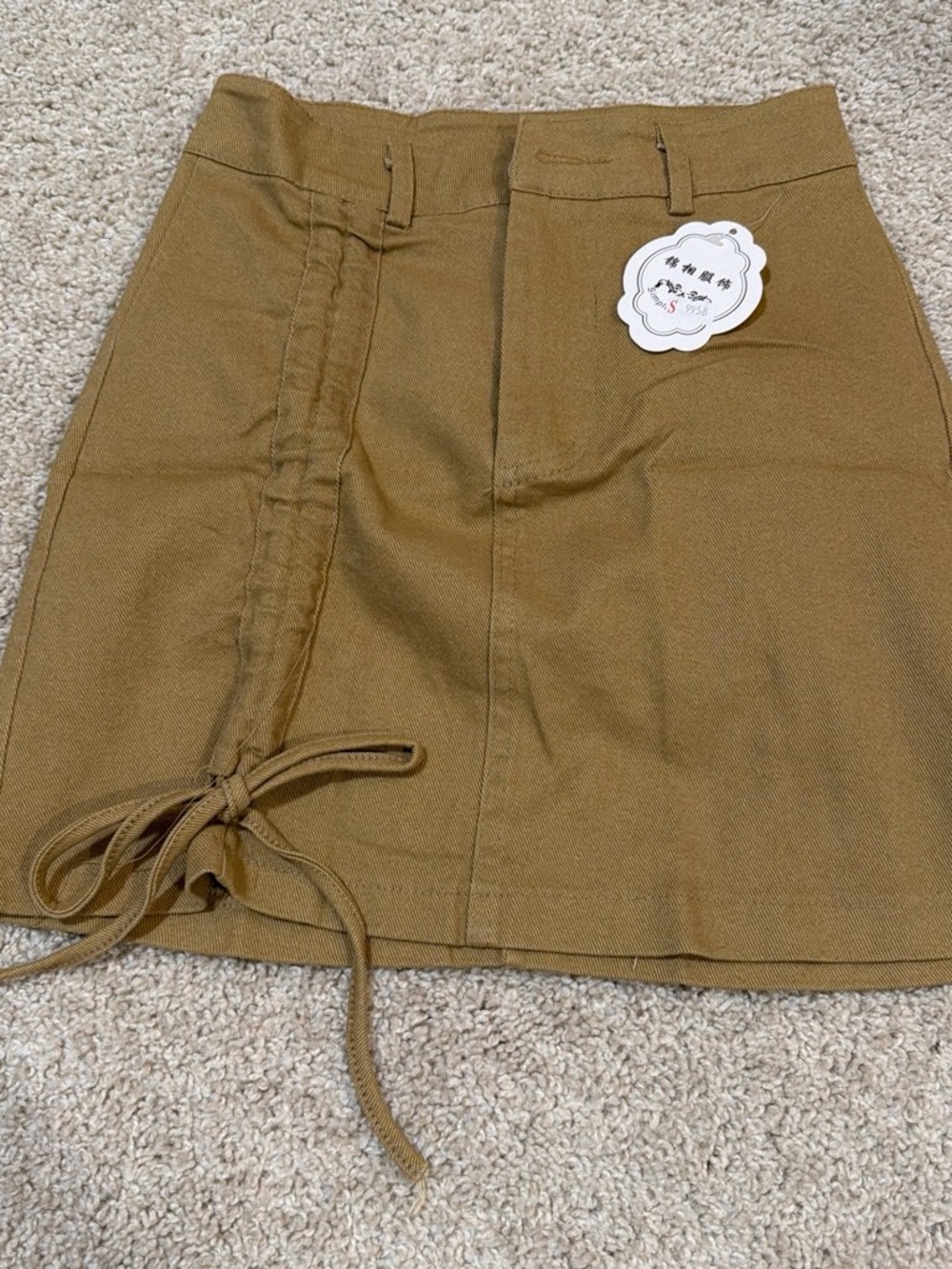Women’s Tan Mini Skirt with Side Tie